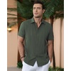 image:imageAlimens amp Gentle Mens Cuban Guayabera Shirts Cotton Linen Short Sleeve Button Down Shirts Casual Summer Beach Camp ShirtArmy Green