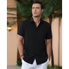 image:imageAlimens amp Gentle Mens Cuban Guayabera Shirts Cotton Linen Short Sleeve Button Down Shirts Casual Summer Beach Camp ShirtBlack