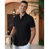 image:imageAlimens amp Gentle Mens Cuban Guayabera Shirts Cotton Linen Short Sleeve Button Down Shirts Casual Summer Beach Camp ShirtBlack