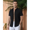 image:imageAlimens amp Gentle Mens Cuban Guayabera Shirts Cotton Linen Short Sleeve Button Down Shirts Casual Summer Beach Camp ShirtBlack