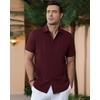 image:imageAlimens amp Gentle Mens Cuban Guayabera Shirts Cotton Linen Short Sleeve Button Down Shirts Casual Summer Beach Camp ShirtBurgundy