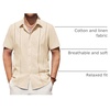 image:imageAlimens amp Gentle Mens Cuban Guayabera Shirts Cotton Linen Short Sleeve Button Down Shirts Casual Summer Beach Camp ShirtCloud Cream