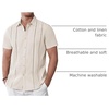 image:imageAlimens amp Gentle Mens Cuban Guayabera Shirts Cotton Linen Short Sleeve Button Down Shirts Casual Summer Beach Camp ShirtCreamy White