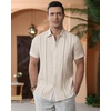 image:imageAlimens amp Gentle Mens Cuban Guayabera Shirts Cotton Linen Short Sleeve Button Down Shirts Casual Summer Beach Camp ShirtCreamy White