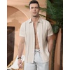 image:imageAlimens amp Gentle Mens Cuban Guayabera Shirts Cotton Linen Short Sleeve Button Down Shirts Casual Summer Beach Camp ShirtCreamy White