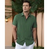 image:imageAlimens amp Gentle Mens Cuban Guayabera Shirts Cotton Linen Short Sleeve Button Down Shirts Casual Summer Beach Camp ShirtDark Green