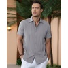 image:imageAlimens amp Gentle Mens Cuban Guayabera Shirts Cotton Linen Short Sleeve Button Down Shirts Casual Summer Beach Camp ShirtDark Grey