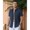 image:imageAlimens amp Gentle Mens Cuban Guayabera Shirts Cotton Linen Short Sleeve Button Down Shirts Casual Summer Beach Camp ShirtFog Blue