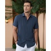 image:imageAlimens amp Gentle Mens Cuban Guayabera Shirts Cotton Linen Short Sleeve Button Down Shirts Casual Summer Beach Camp ShirtFog Blue