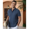 image:imageAlimens amp Gentle Mens Cuban Guayabera Shirts Cotton Linen Short Sleeve Button Down Shirts Casual Summer Beach Camp ShirtFog Blue