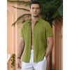 image:imageAlimens amp Gentle Mens Cuban Guayabera Shirts Cotton Linen Short Sleeve Button Down Shirts Casual Summer Beach Camp ShirtGrass Green