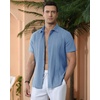 image:imageAlimens amp Gentle Mens Cuban Guayabera Shirts Cotton Linen Short Sleeve Button Down Shirts Casual Summer Beach Camp ShirtGrayish Blue
