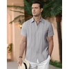 image:imageAlimens amp Gentle Mens Cuban Guayabera Shirts Cotton Linen Short Sleeve Button Down Shirts Casual Summer Beach Camp ShirtGrey