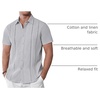 image:imageAlimens amp Gentle Mens Cuban Guayabera Shirts Cotton Linen Short Sleeve Button Down Shirts Casual Summer Beach Camp ShirtGrey