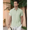 image:imageAlimens amp Gentle Mens Cuban Guayabera Shirts Cotton Linen Short Sleeve Button Down Shirts Casual Summer Beach Camp ShirtMint Green