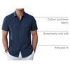 image:imageAlimens amp Gentle Mens Cuban Guayabera Shirts Cotton Linen Short Sleeve Button Down Shirts Casual Summer Beach Camp ShirtNavy Blue