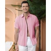 image:imageAlimens amp Gentle Mens Cuban Guayabera Shirts Cotton Linen Short Sleeve Button Down Shirts Casual Summer Beach Camp ShirtPale Pink