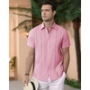 image:imageAlimens amp Gentle Mens Cuban Guayabera Shirts Cotton Linen Short Sleeve Button Down Shirts Casual Summer Beach Camp ShirtPale Pink
