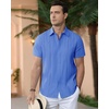 image:imageAlimens amp Gentle Mens Cuban Guayabera Shirts Cotton Linen Short Sleeve Button Down Shirts Casual Summer Beach Camp ShirtRoyal Blue