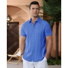 image:imageAlimens amp Gentle Mens Cuban Guayabera Shirts Cotton Linen Short Sleeve Button Down Shirts Casual Summer Beach Camp ShirtRoyal Blue