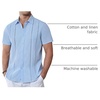 image:imageAlimens amp Gentle Mens Cuban Guayabera Shirts Cotton Linen Short Sleeve Button Down Shirts Casual Summer Beach Camp ShirtSky Blue