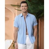 image:imageAlimens amp Gentle Mens Cuban Guayabera Shirts Cotton Linen Short Sleeve Button Down Shirts Casual Summer Beach Camp ShirtSky Blue