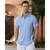image:imageAlimens amp Gentle Mens Cuban Guayabera Shirts Cotton Linen Short Sleeve Button Down Shirts Casual Summer Beach Camp ShirtSky Blue