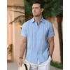 image:imageAlimens amp Gentle Mens Cuban Guayabera Shirts Cotton Linen Short Sleeve Button Down Shirts Casual Summer Beach Camp ShirtSky Blue