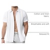 image:imageAlimens amp Gentle Mens Cuban Guayabera Shirts Cotton Linen Short Sleeve Button Down Shirts Casual Summer Beach Camp ShirtWhite