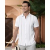 image:imageAlimens amp Gentle Mens Cuban Guayabera Shirts Cotton Linen Short Sleeve Button Down Shirts Casual Summer Beach Camp ShirtWhite