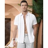 image:imageAlimens amp Gentle Mens Cuban Guayabera Shirts Cotton Linen Short Sleeve Button Down Shirts Casual Summer Beach Camp ShirtWhite