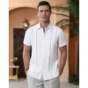 image:imageAlimens amp Gentle Mens Cuban Guayabera Shirts Cotton Linen Short Sleeve Button Down Shirts Casual Summer Beach Camp ShirtWhite