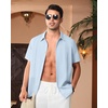 image:imageAlimens amp Gentle Mens Cuban Guayabera Shirts Short Sleeve Button Down Shirts for Men Summer Beach WeddingLight Blue