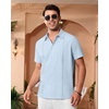 image:imageAlimens amp Gentle Mens Cuban Guayabera Shirts Short Sleeve Button Down Shirts for Men Summer Beach WeddingLight Blue