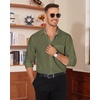 image:imageAlimens amp Gentle Mens Dress Shirt Long Sleeve Button Down Shirt with Pocket  Plaid CollarRegular FitBusiness CasualWrinkle FreeButton UpSemi Formal4 Way StretchPartyClubWeddingTravelOfficeArmy Green