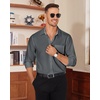 image:imageAlimens amp Gentle Mens Dress Shirt Long Sleeve Button Down Shirt with Pocket  Plaid CollarRegular FitBusiness CasualWrinkle FreeButton UpSemi Formal4 Way StretchPartyClubWeddingTravelOfficeGrey