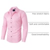 image:imageAlimens amp Gentle Mens Dress Shirts Long Sleeve Stretch Shirts Solid Button Down Shirt with PocketContrast Buttonpink