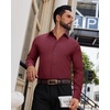 image:imageAlimens amp Gentle Mens Dress Shirts Long Sleeve Wrinkle Free Stretch Solid Button Down Shirt Casual Wedding Dating Dress ShirtBurgundy