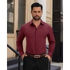 image:imageAlimens amp Gentle Mens Dress Shirts Long Sleeve Wrinkle Free Stretch Solid Button Down Shirt Casual Wedding Dating Dress ShirtBurgundy