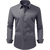image:imageAlimens amp Gentle Mens Dress Shirts Stretch Long Sleeve Collared Casual Solid Wedding Business Wedding Button Down Shirts