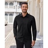 image:imageAlimens amp Gentle Mens Dress Shirts Stretch Solid Wrinkle Free Button Down Shirt Business Wedding Casual Button Up ShirtBlack