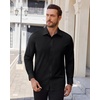 image:imageAlimens amp Gentle Mens Dress Shirts Stretch Solid Wrinkle Free Button Down Shirt Business Wedding Casual Button Up ShirtBlack
