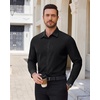 image:imageAlimens amp Gentle Mens Dress Shirts Stretch Solid Wrinkle Free Button Down Shirt Business Wedding Casual Button Up ShirtBlack