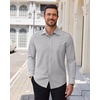 image:imageAlimens amp Gentle Mens Dress Shirts Stretch Solid Wrinkle Free Button Down Shirt Business Wedding Casual Button Up ShirtLight Grey