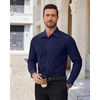 image:imageAlimens amp Gentle Mens Dress Shirts Stretch Solid Wrinkle Free Button Down Shirt Business Wedding Casual Button Up ShirtNavy Blue