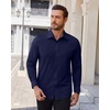 image:imageAlimens amp Gentle Mens Dress Shirts Stretch Solid Wrinkle Free Button Down Shirt Business Wedding Casual Button Up ShirtNavy Blue