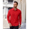 image:imageAlimens amp Gentle Mens Dress Shirts Stretch Solid Wrinkle Free Button Down Shirt Business Wedding Casual Button Up ShirtRed