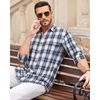 image:imageAlimens amp Gentle Mens Flannel Long Sleeve Shirt Classic Plaid Button Down Shirts Soft Warm Winter Tops with Pocket Work CampBlue White Plaid