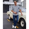 image:imageAlimens amp Gentle Mens Flannel Long Sleeve Shirt Classic Plaid Button Down Shirts Soft Warm Winter Tops with Pocket Work CampBlue White Plaid