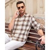 image:imageAlimens amp Gentle Mens Flannel Long Sleeve Shirt Classic Plaid Button Down Shirts Soft Warm Winter Tops with Pocket Work CampKhaki White Plaid